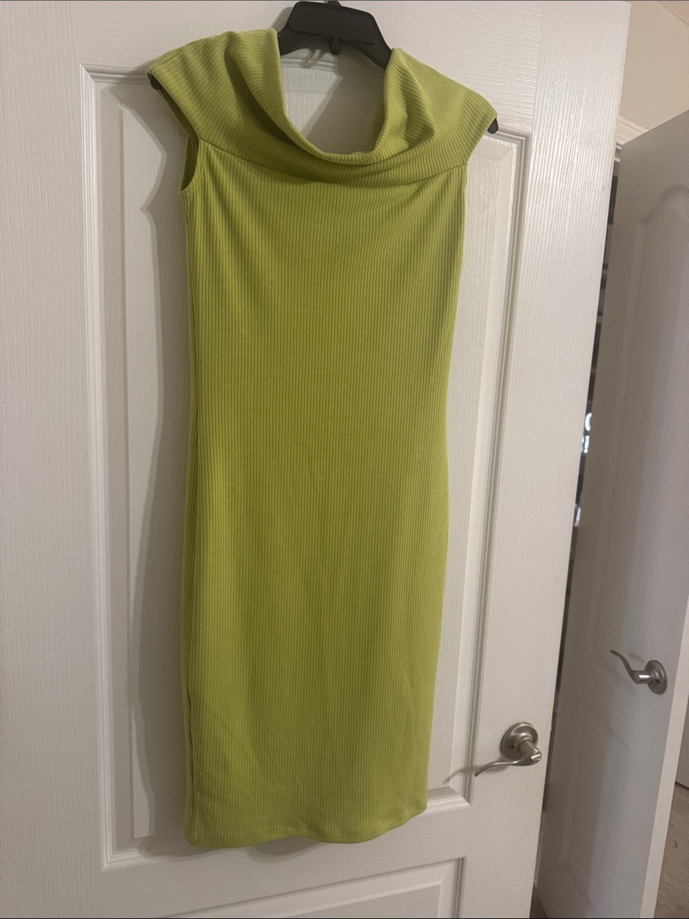 Tyche Sleeveless Cowl Neck Ribbed Midi Dress - Lime